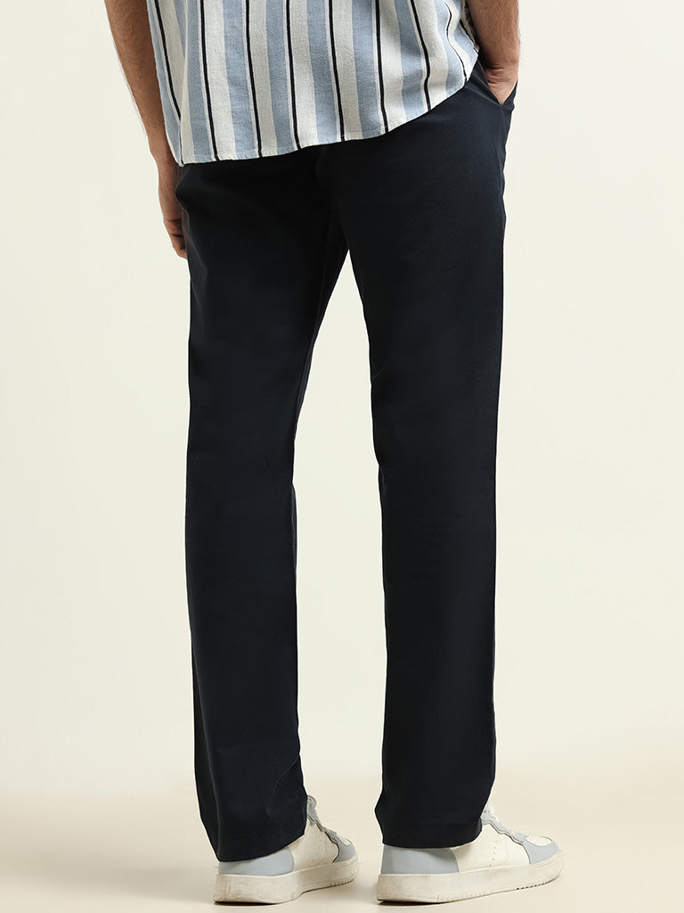 Ascot Navy Plain Relaxed Fit Chinos
