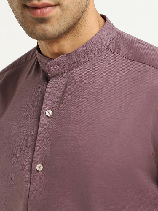 Ascot Purple Plain Cotton Relaxed Fit Shirt