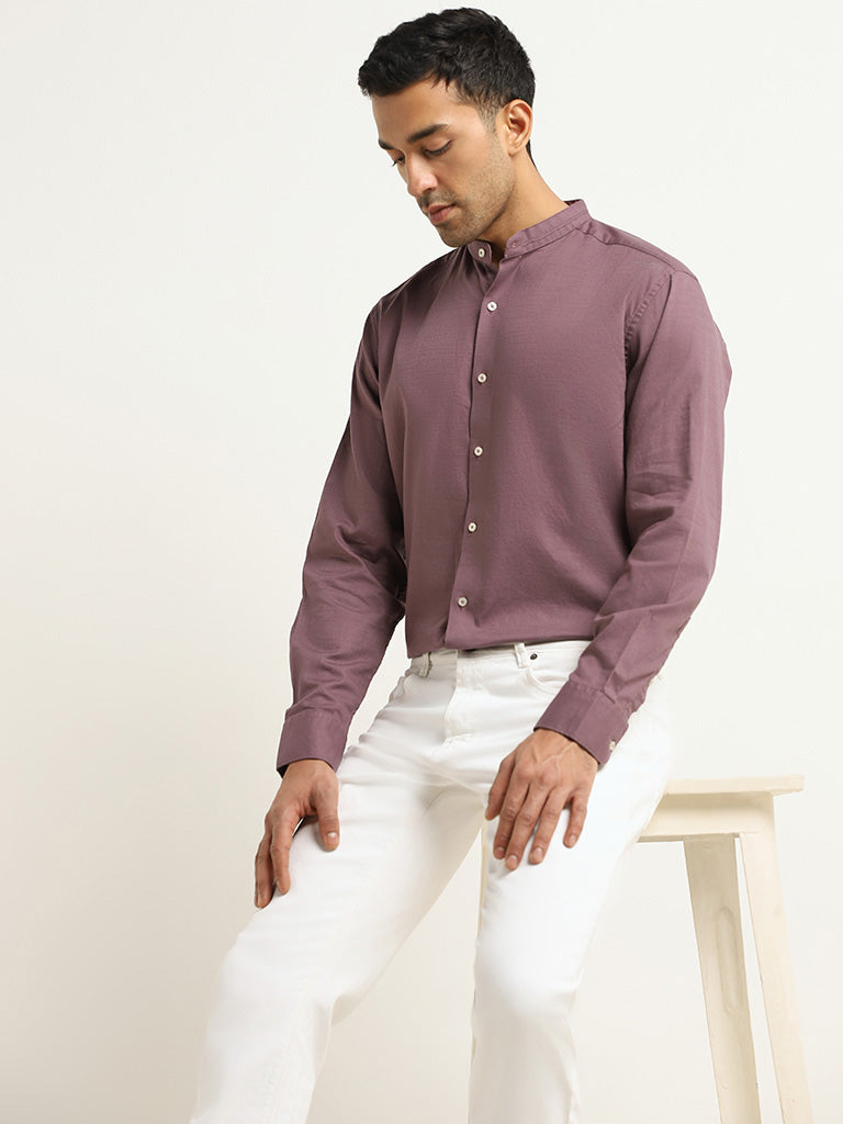 Ascot Purple Plain Relaxed Fit Shirt