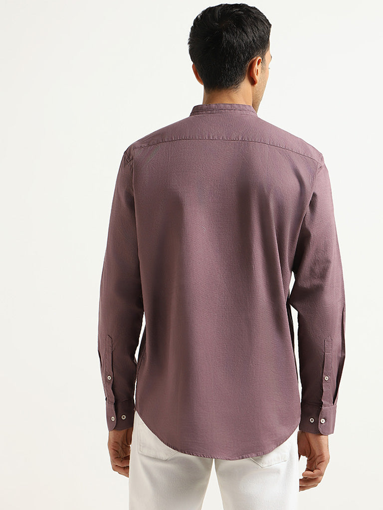 Ascot Purple Plain Cotton Relaxed Fit Shirt