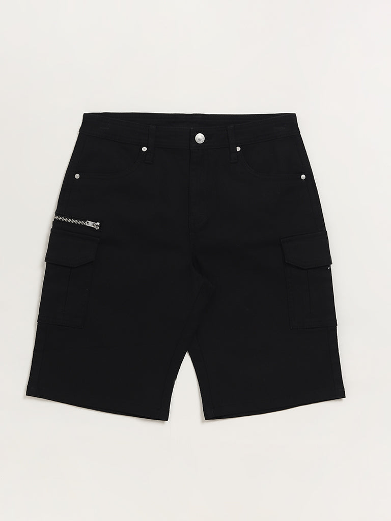 Y&F Kids Black Cargo Shorts