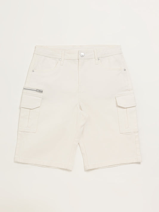 Y&F Kids Off-White Cargo Shorts