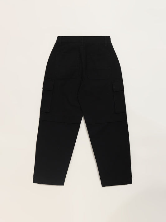 Y&F Kids Black Cargo Trousers