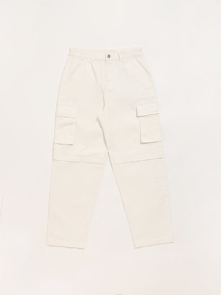 Y&F Kids Off-White Cargo Trousers