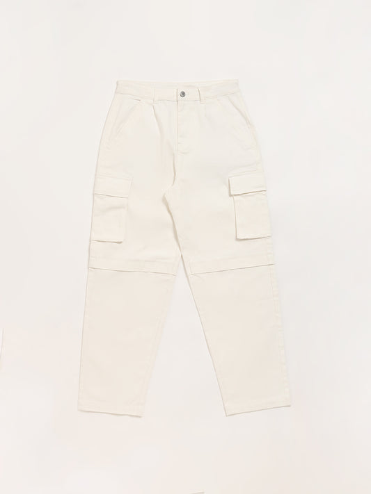 Y&F Kids Off-White Cargo Trousers