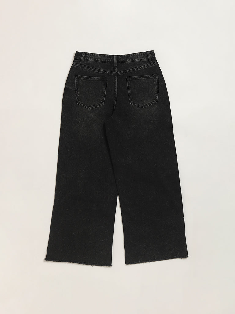 Y&F Kids Black Wide Leg High Rised Jeans
