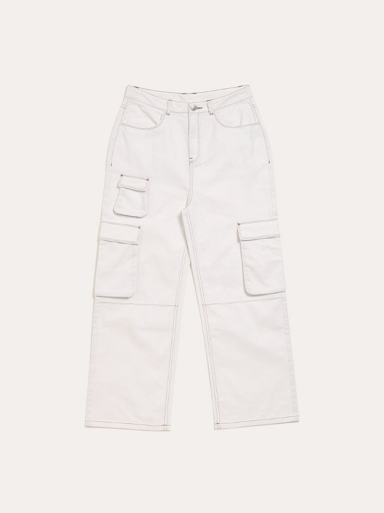 Y&F Kids White Relaxed - Fit High Rise Jeans