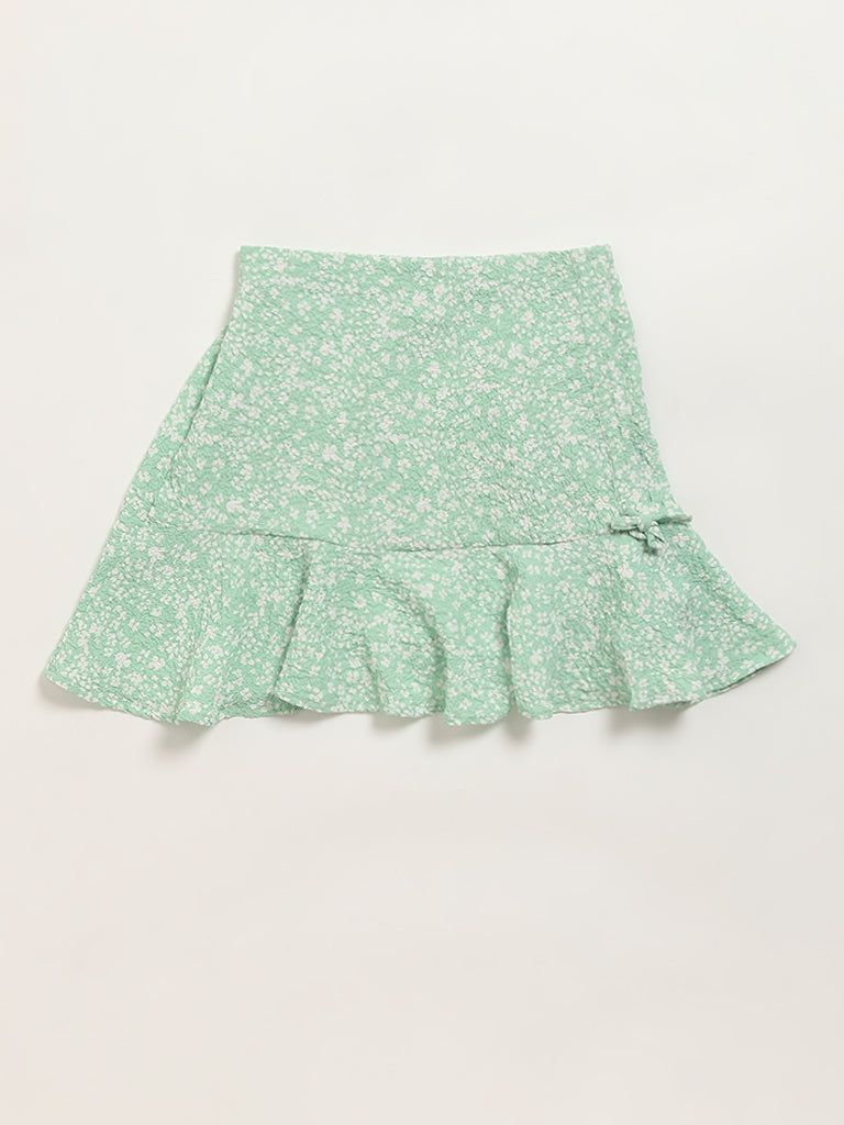 Y&F Kids Green Flared Skirt