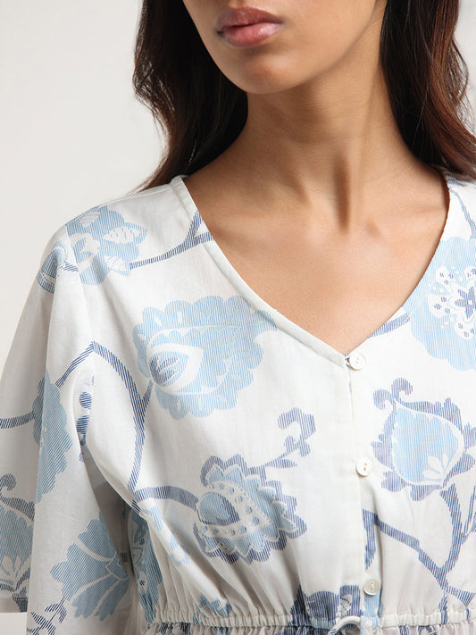 Bombay Paisley White Floral Printed Top