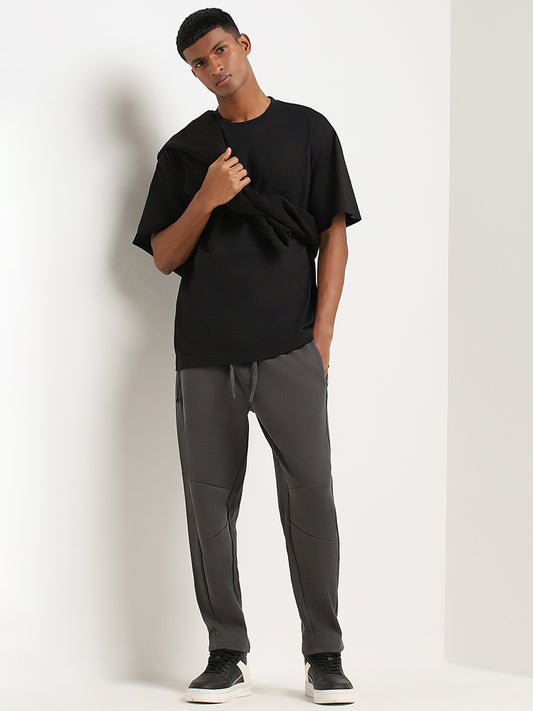Studiofit Grey Solid Relaxed Fit Track Pants