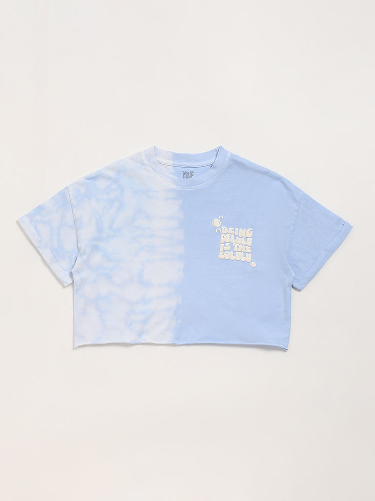 Y&F Kids Blue Tie-Dye Crop T-Shirt