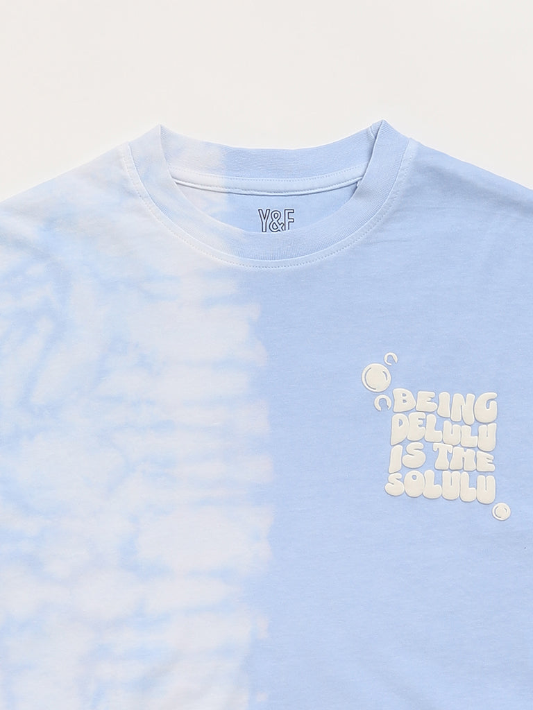 Y&F Kids Blue Tie-Dye Crop T-Shirt