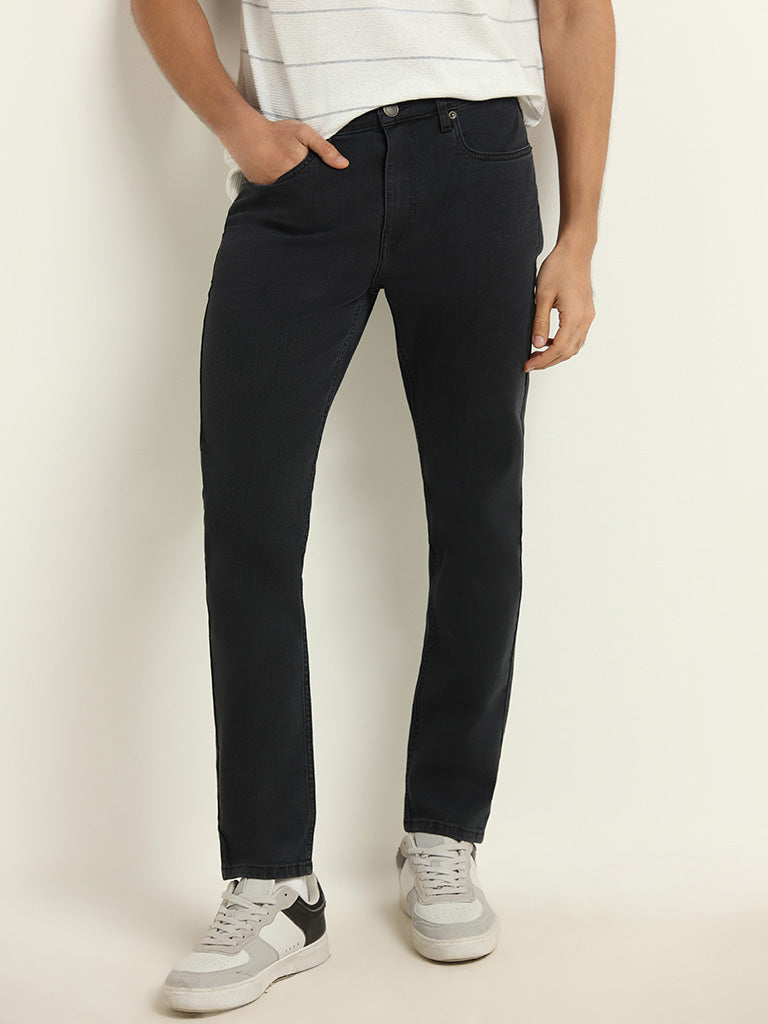 WES Casuals Black Slim Fit Mid Rise Jeans