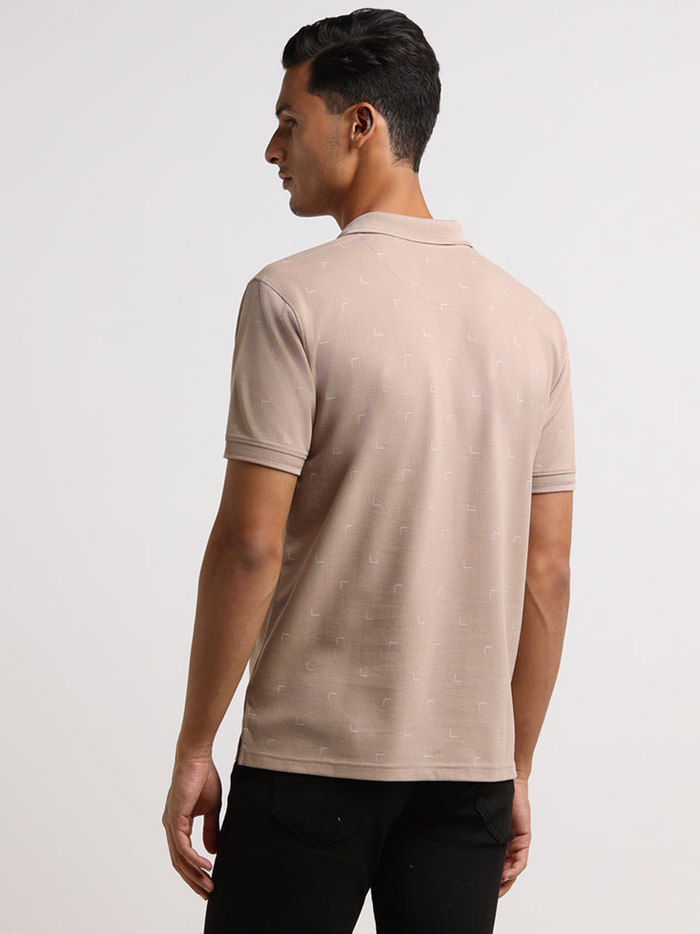 WES Casuals Beige Relaxed Fit Polo T-Shirt