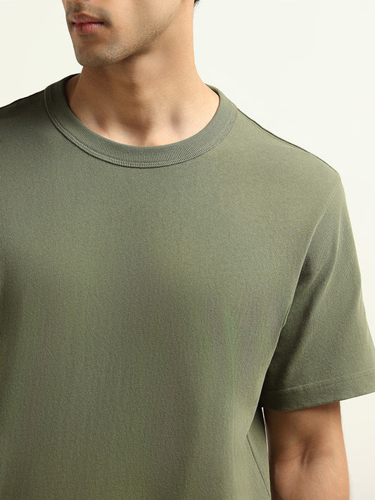 WES Casuals Green Relaxed Fit T-Shirt