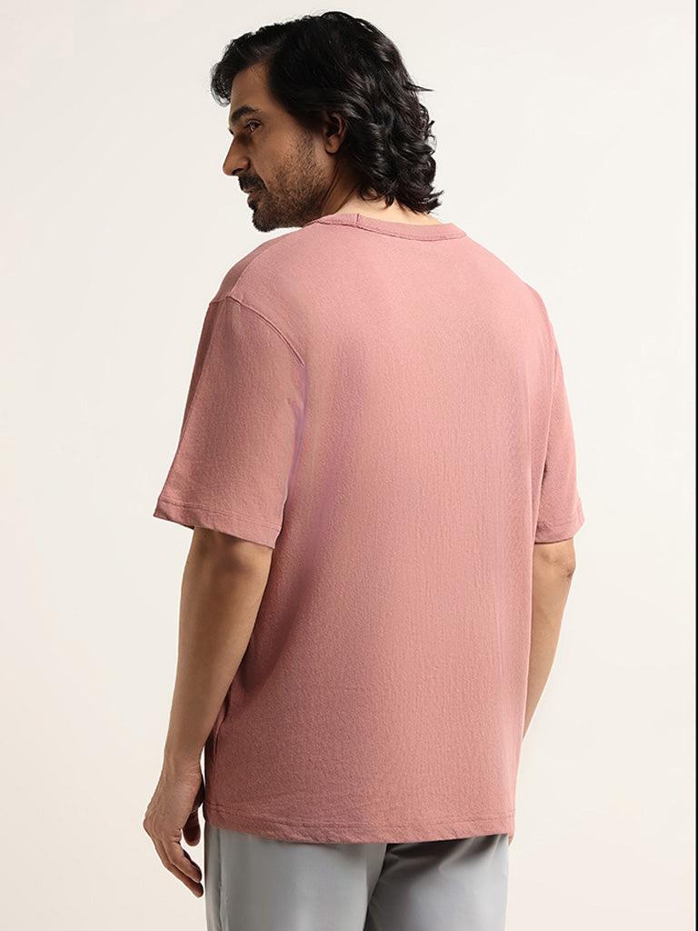 WES Casuals Dusky Pink Regular Fit T-Shirt