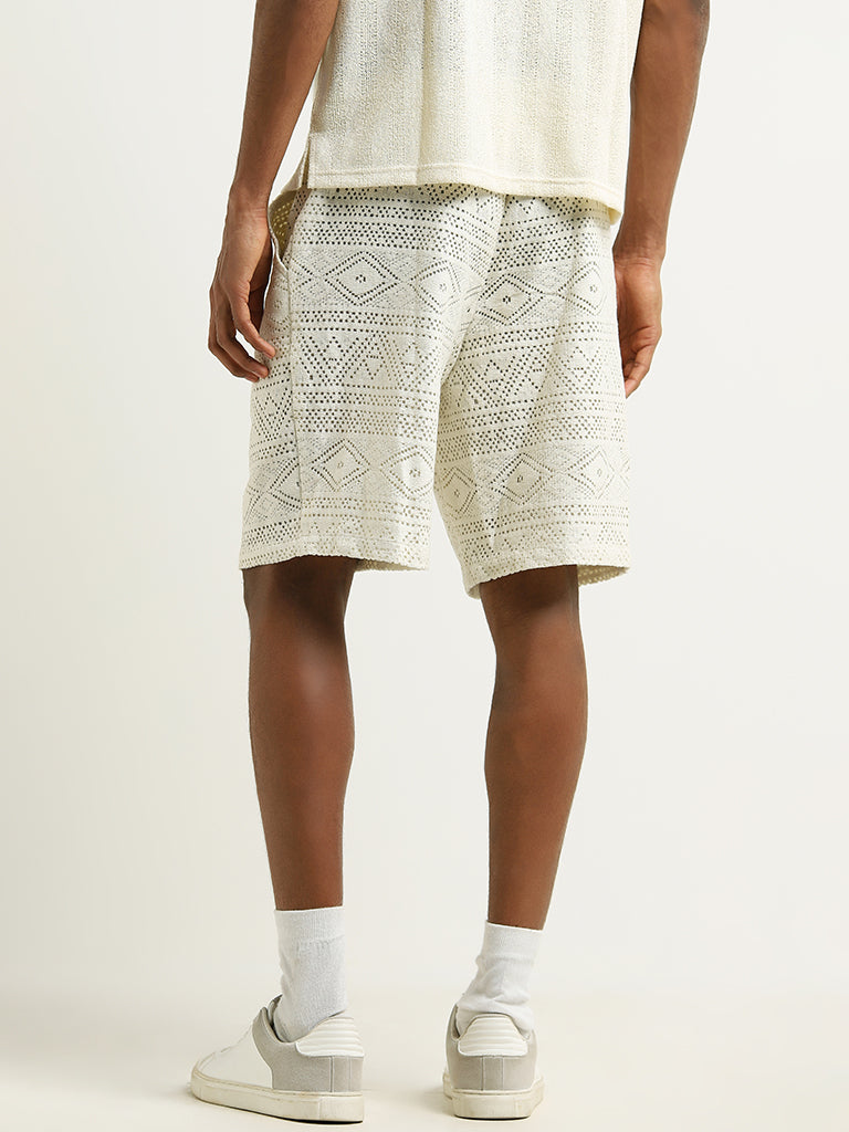 ETA Off-White Crochet Relaxed Fit Shorts