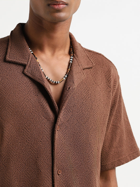 ETA Brown Knitted Relaxed Fit Shirt