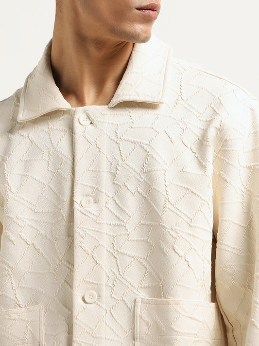 ETA Off-White Self-Patterned Relaxed Fit Jacket
