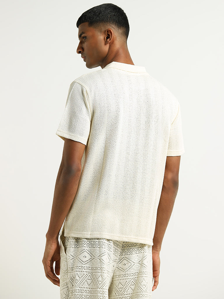 ETA Off-White Knitted Relaxed Fit Polo T-Shirt