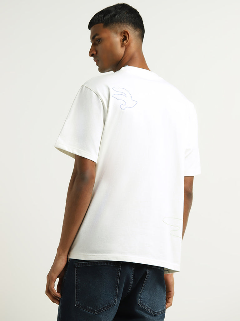 Buy Nuon Off White Embroidered Regular Fit T Shirt from Westside
