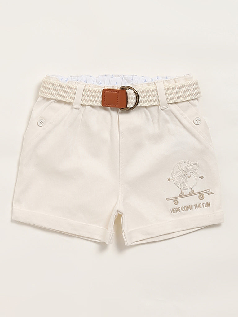 HOP Baby Cream Shorts with Belt