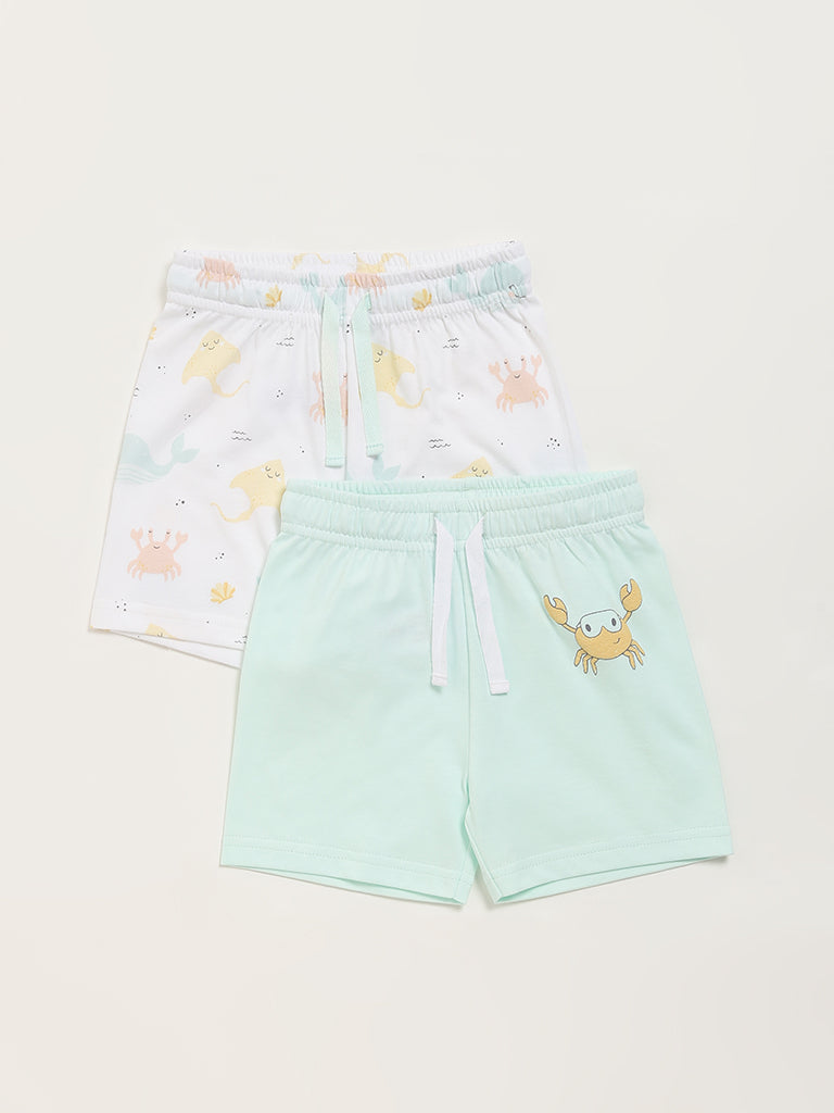 HOP Baby Multicolor Printed Shorts - Pack of 2