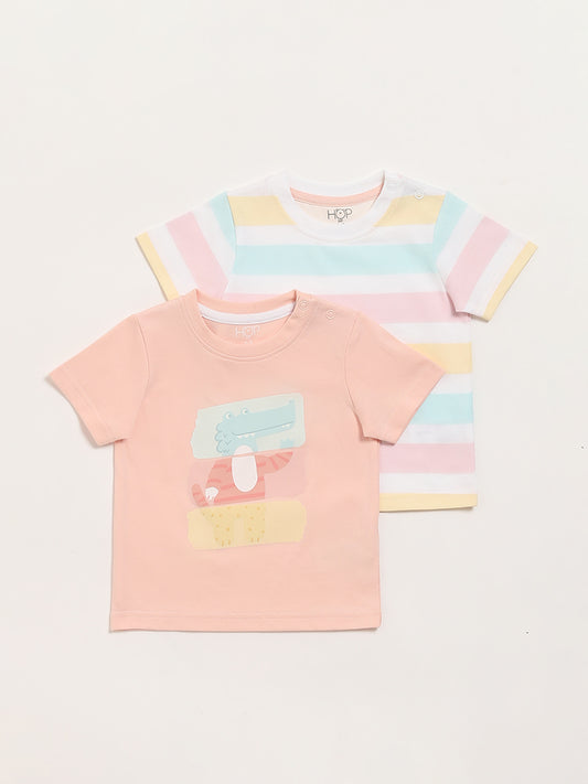 HOP Baby Multicolour Printed T-Shirt - Pack of 2