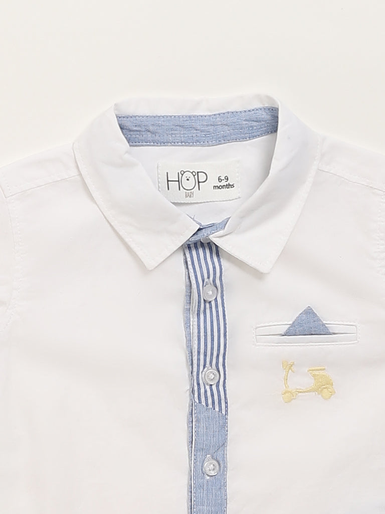 HOP Baby White Embroidered Shirt