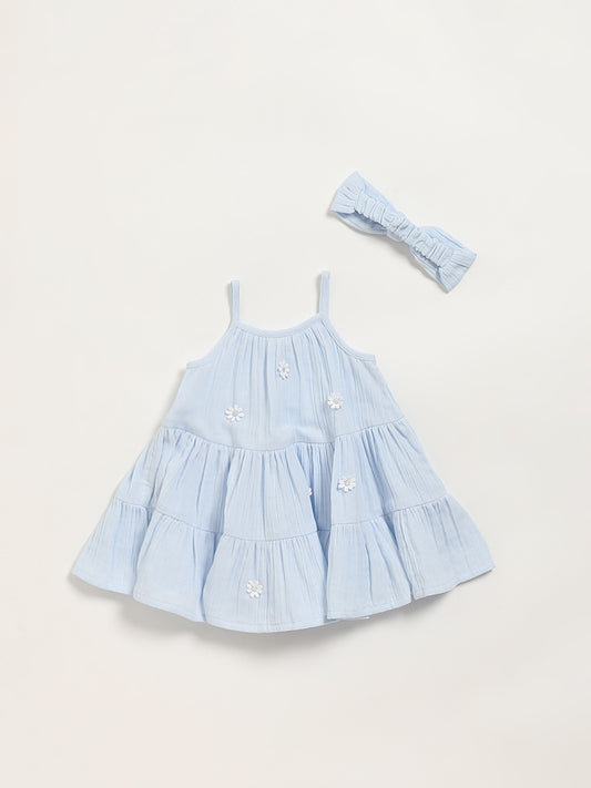 HOP Baby Blue Strappy Dress with Headband