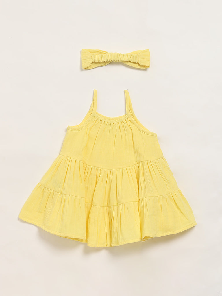 HOP Baby Yellow Seersucker Dress & Hairband