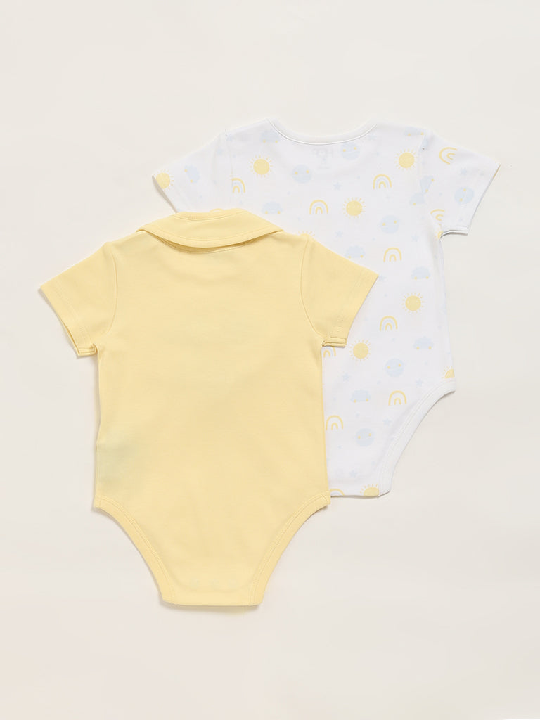 HOP Baby Blue Assorted Romper with Bib - Pack of 2