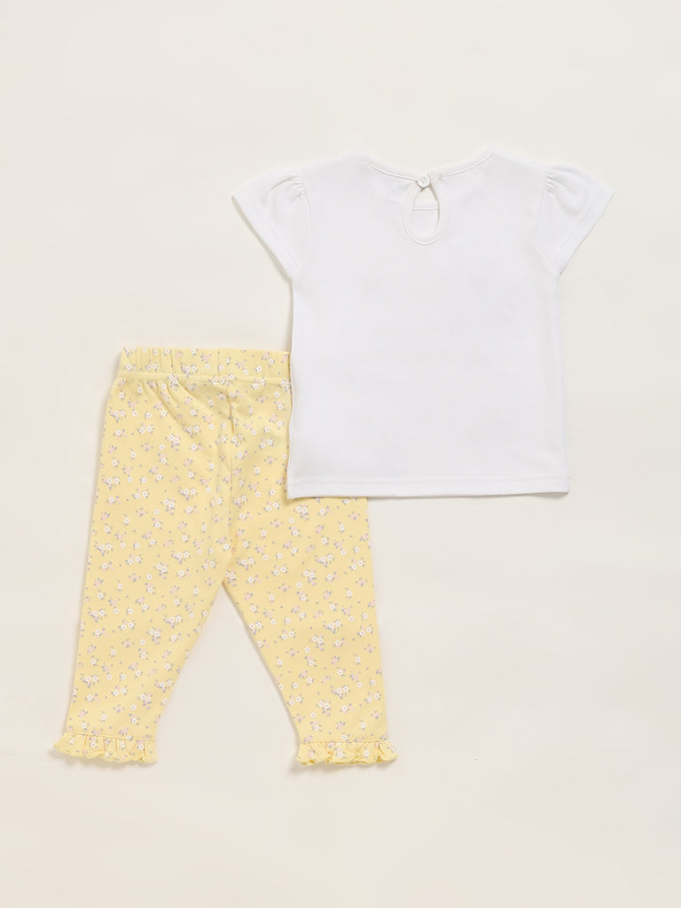 HOP Baby White T-Shirt & Pants Set