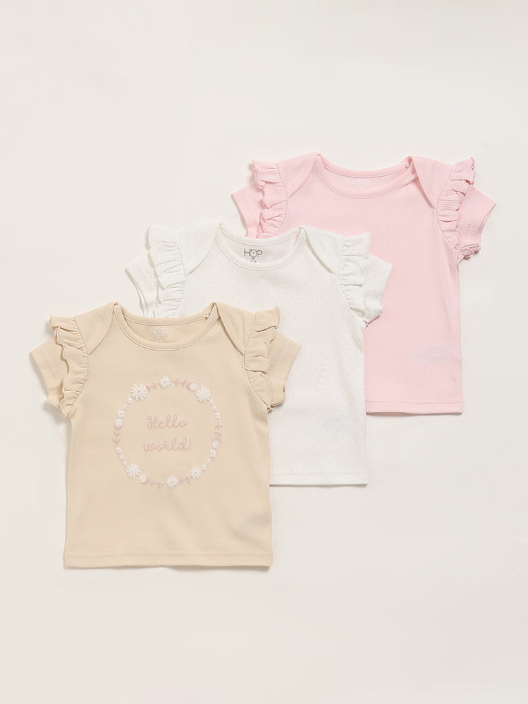 HOP Baby Off-White Top - Pack of 3