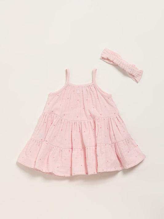 HOP Baby Blush Pink Flared Dress with Headband