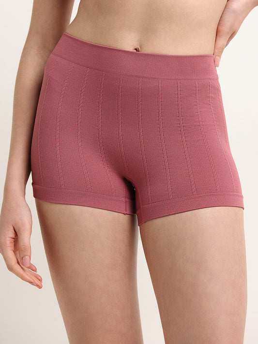 Superstar Pink Mid-Rise Ribbed Shorts Brief