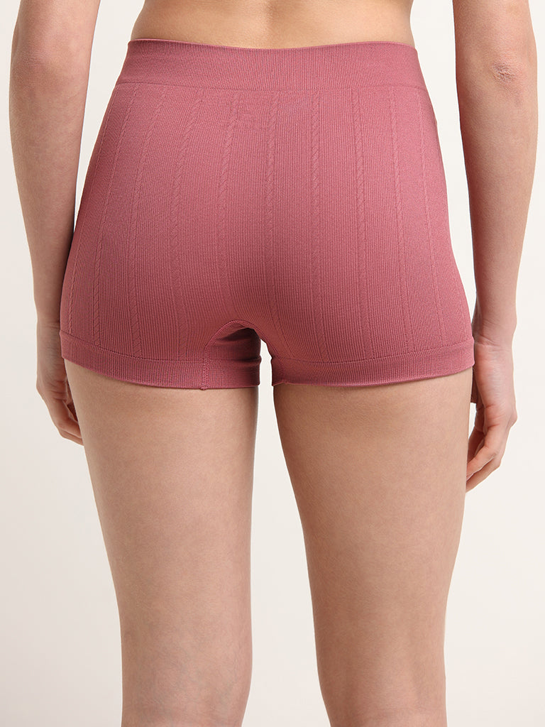 Superstar Pink Mid-Rise Ribbed Shorts Brief