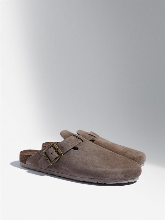 LUNA BLU Taupe Faux Leather Comfort Sandals