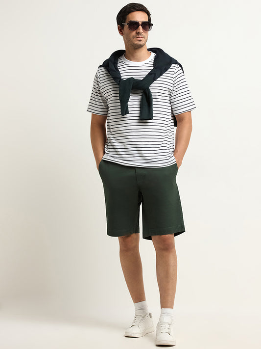 WES Casuals Green Relaxed Fit Bermuda Shorts