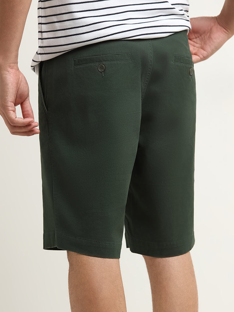 WES Casuals Green Relaxed Fit Bermuda Shorts
