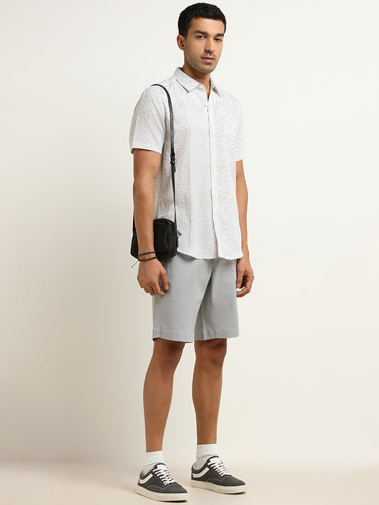 WES Casuals Grey Relaxed Fit Bermuda Shorts