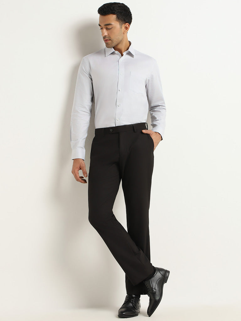 WES Formals Grey Cotton Relaxed-Fit Shirt
