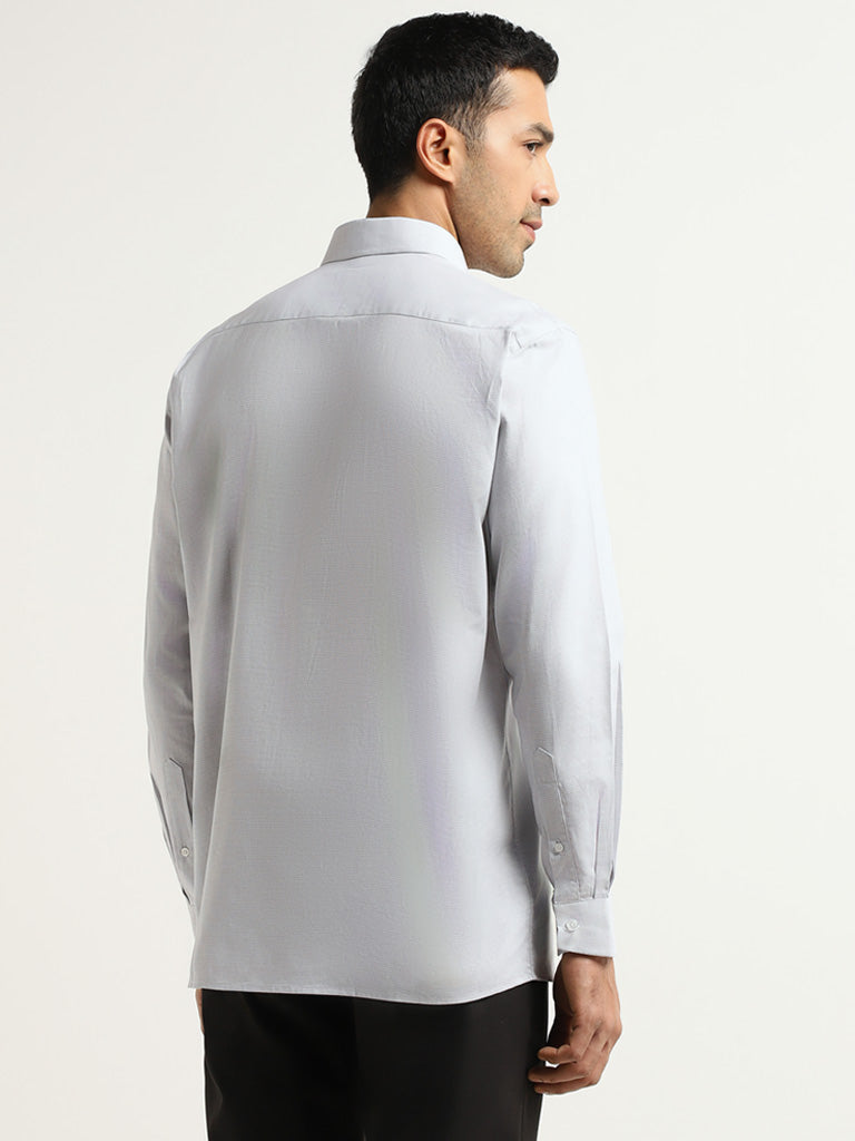 WES Formals Grey Cotton Relaxed-Fit Shirt