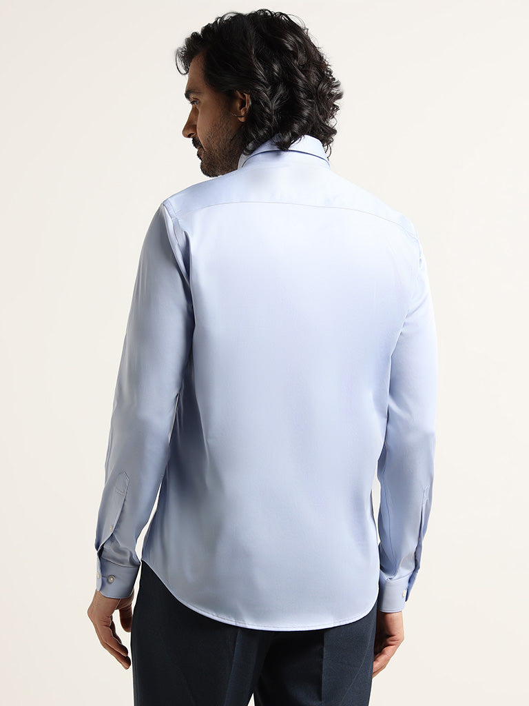 WES Formals Light Blue Slim-Fit Shirt