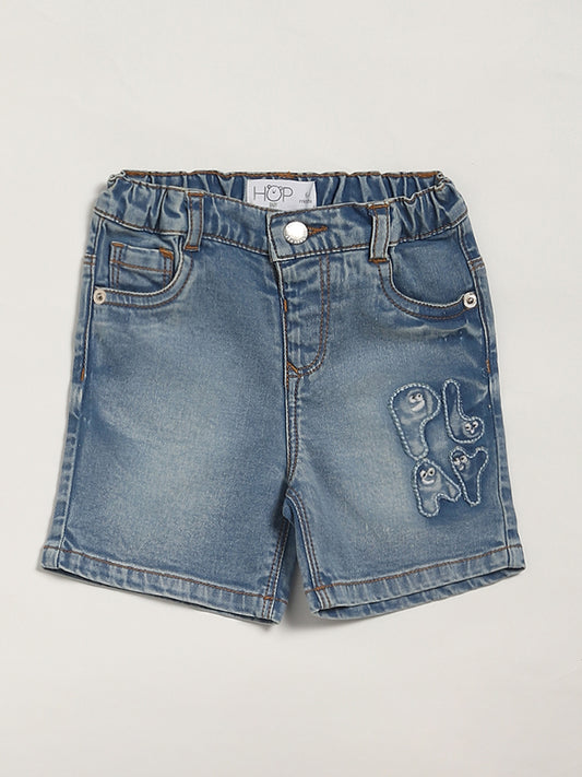 HOP Baby Mid Blue Striped Shorts