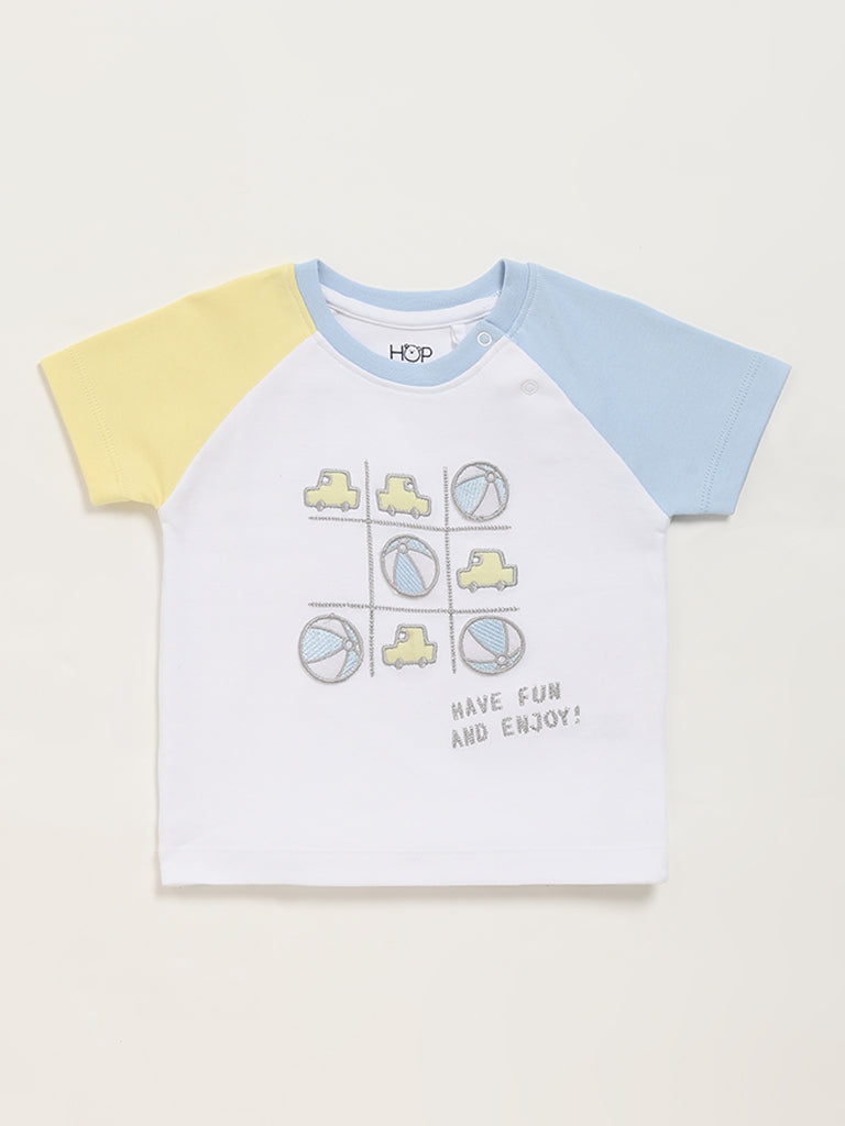 HOP Baby White Printed T-Shirt