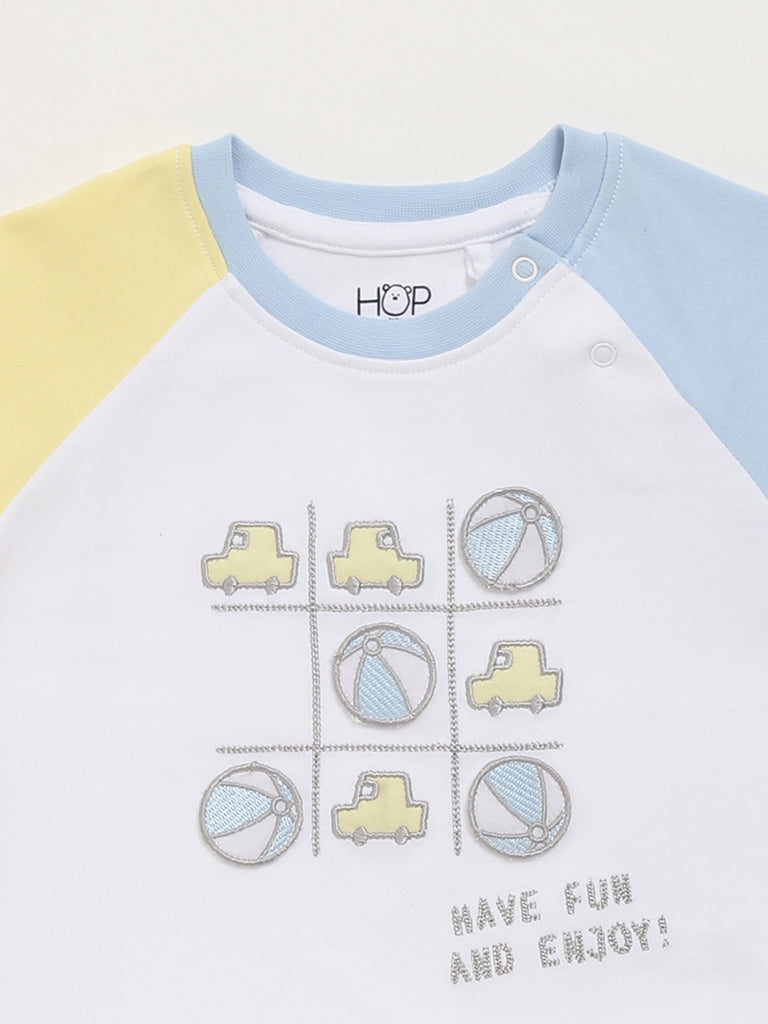 HOP Baby White Printed T-Shirt