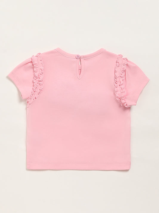 HOP Baby Butterfly Adorned Pink Top