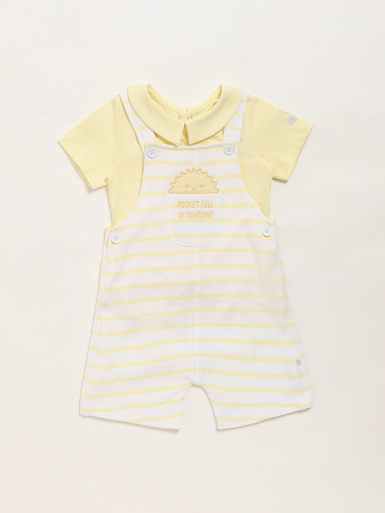 HOP Baby Yellow T-Shirt & Dungaree Set