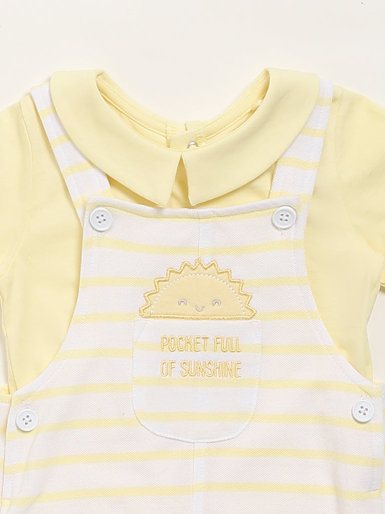 HOP Baby Yellow T-Shirt & Dungaree Set